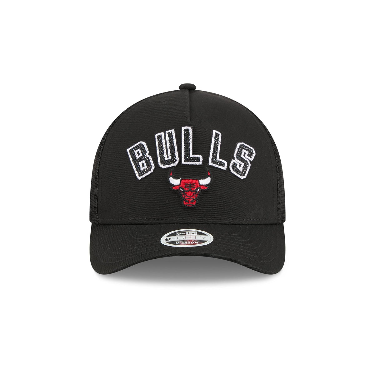 Chicago Bulls Sequin Wordmark Women's 9FORTY M-Crown A-Frame Trucker Hat