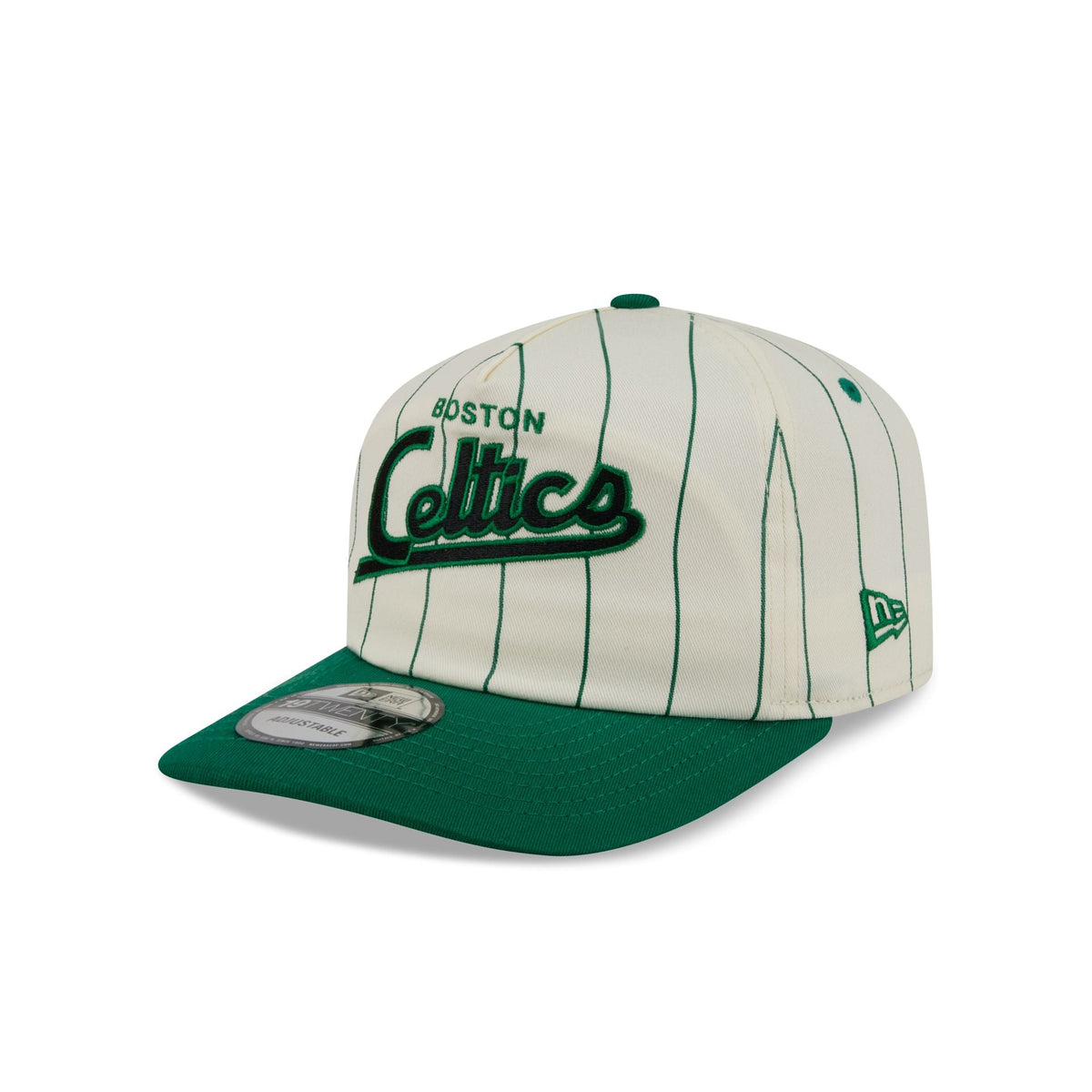 Boston Celtics Chrome White Pinstripe 19TWENTY Snapback Hat