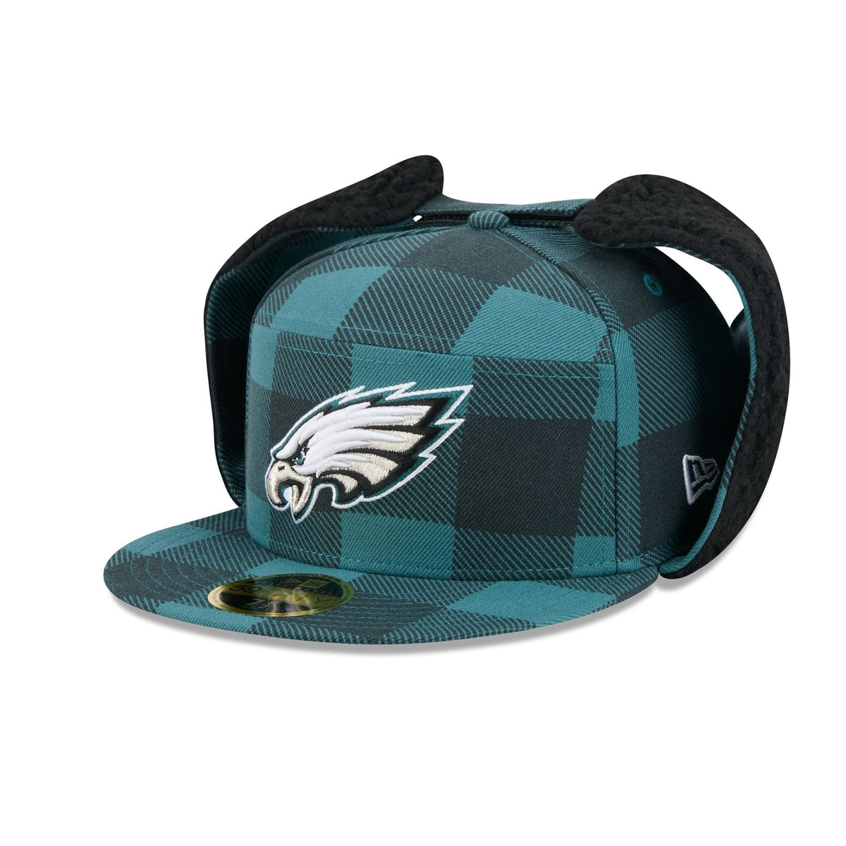 Philadelphia Eagles Plaid Split Panel Dog Ear 59FIFTY Fitted Hat