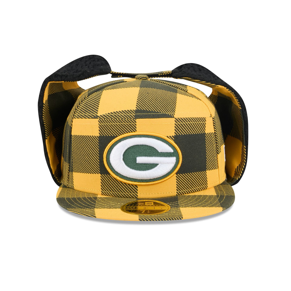 Green Bay Packers Plaid Split Panel Dog Ear 59FIFTY Fitted Hat