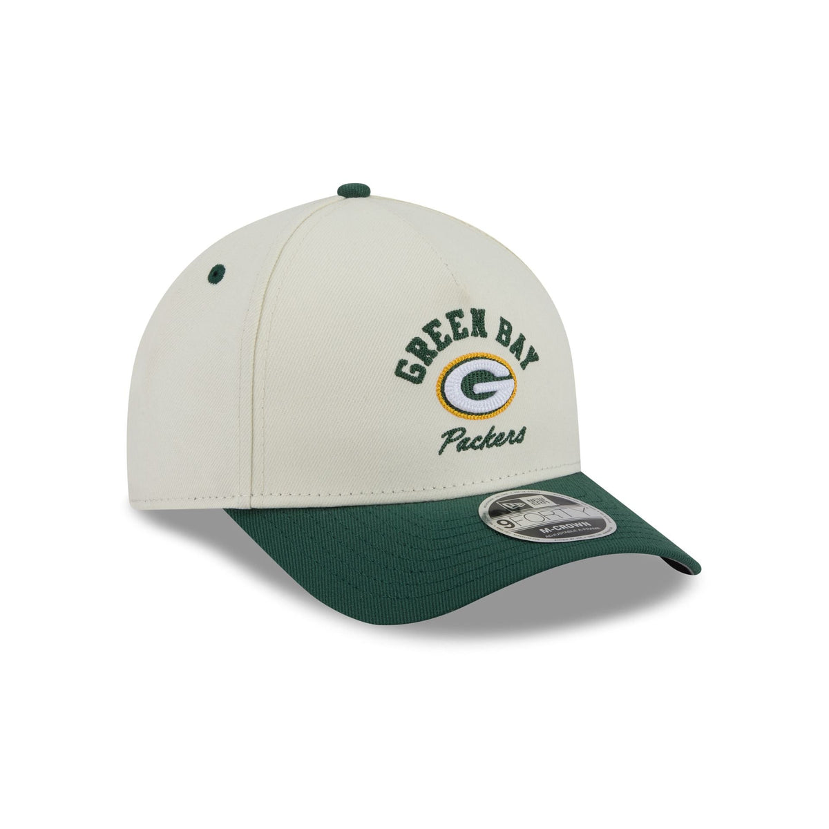 Green Bay Packers Arched Graphic Chrome White 9FORTY M-Crown A-Frame Snapback Hat