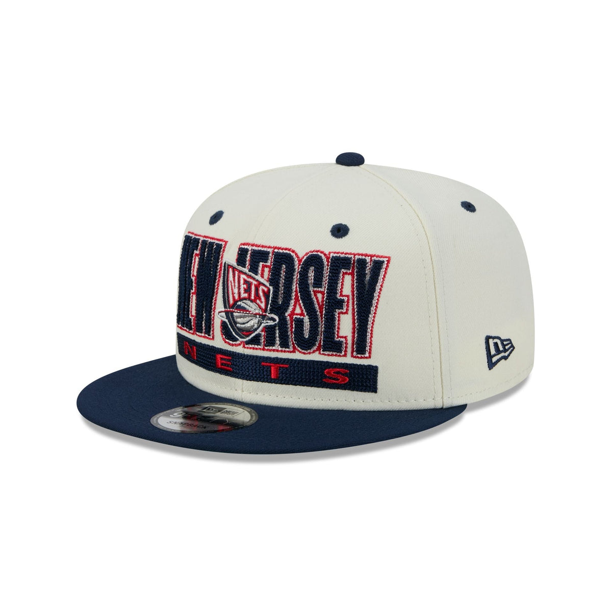 New Jersey Nets Classic Stacked Chrome 9FIFTY Snapback Hat