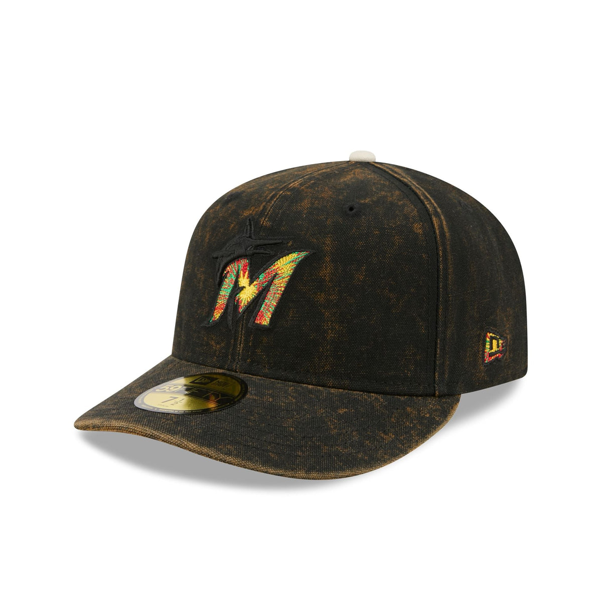 Just Caps Tie Dye Logo Miami Marlins 59FIFTY Fitted Hat