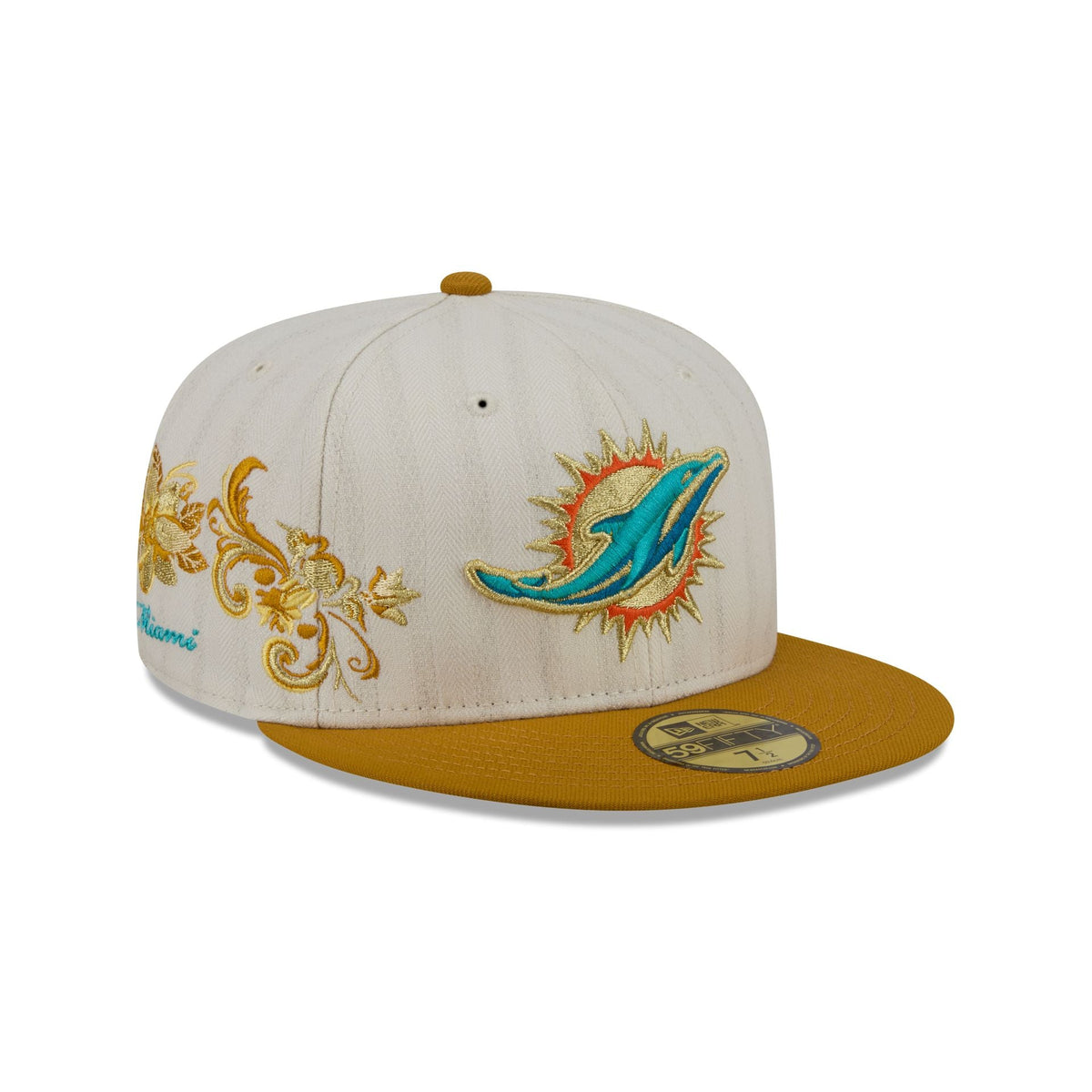 Miami Dolphins Chrome Herringbone 59FIFTY Fitted Hat