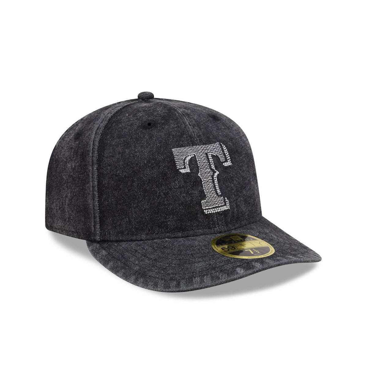 Texas Rangers Black Denim Low Profile 59FIFTY Fitted Hat