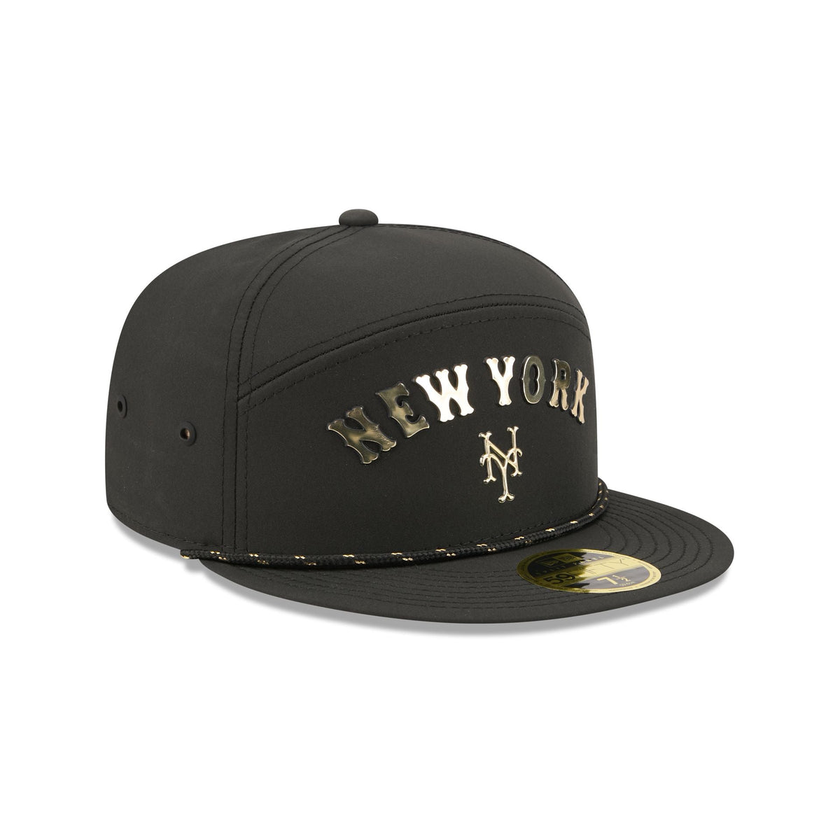 New York Mets Gold Logo Rope Split Panel 59FIFTY Fitted Hat
