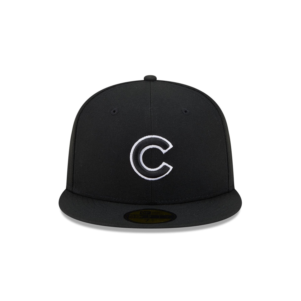 Chicago Cubs Black and White Basic 59FIFTY Fitted Hat