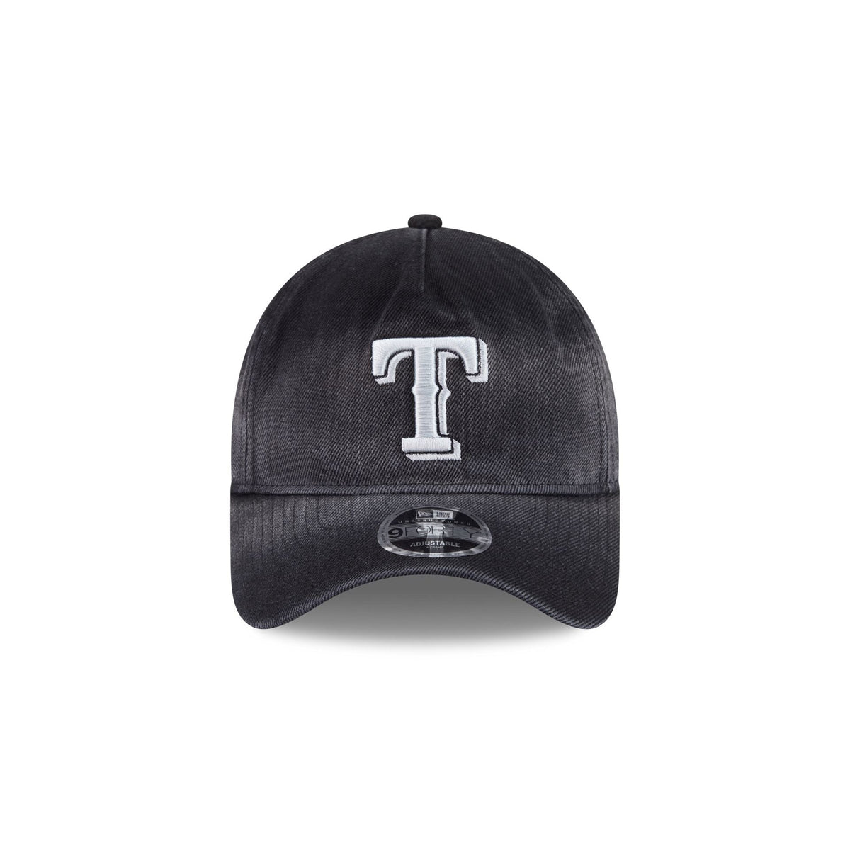 Texas Rangers Washed Black Denim 9FORTY A-Frame Unstructured Snapback Hat