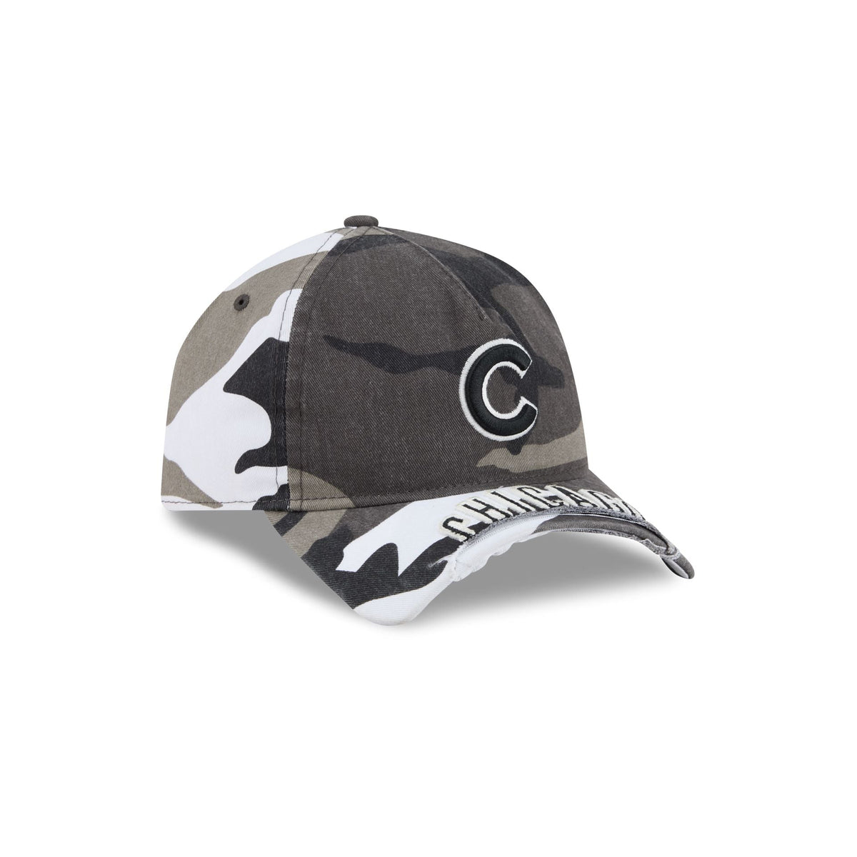 Chicago Cubs Washed Camo 9FORTY A-Frame Unstructured Cut-Off Visor Snapback Hat