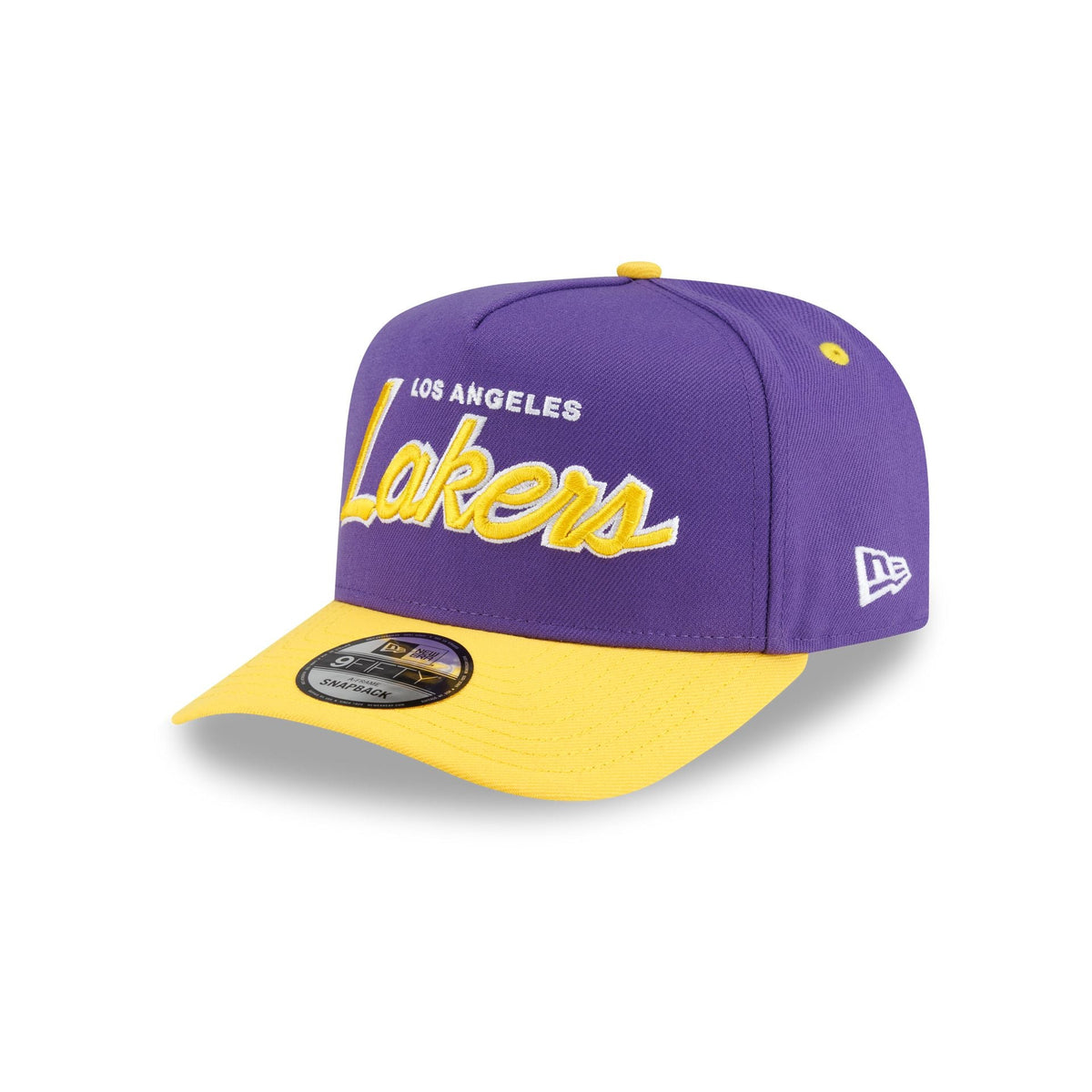 Los Angeles Lakers Hardwood Classics 90s Script 9FIFTY A-Frame Snapback Hat