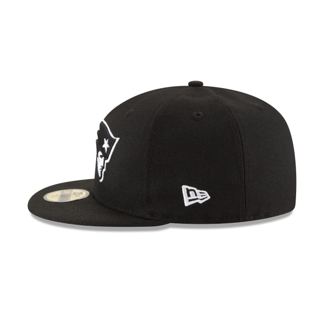 New England Patriots Black & White 59FIFTY Fitted Hat