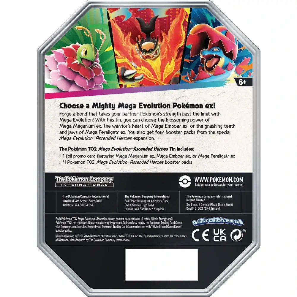 🔥2026 Christmas Gift🎄: Mega Evolution - Ascended Heroes Tin (Mega Feraligatr ex)